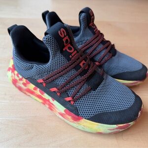 Boys Adidas Gray and Red Sneakers